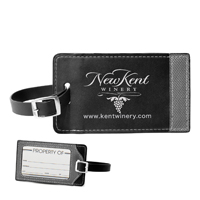Two-Tone Leatherette Black and Gray ID Slip-In Luggage Bag Tag